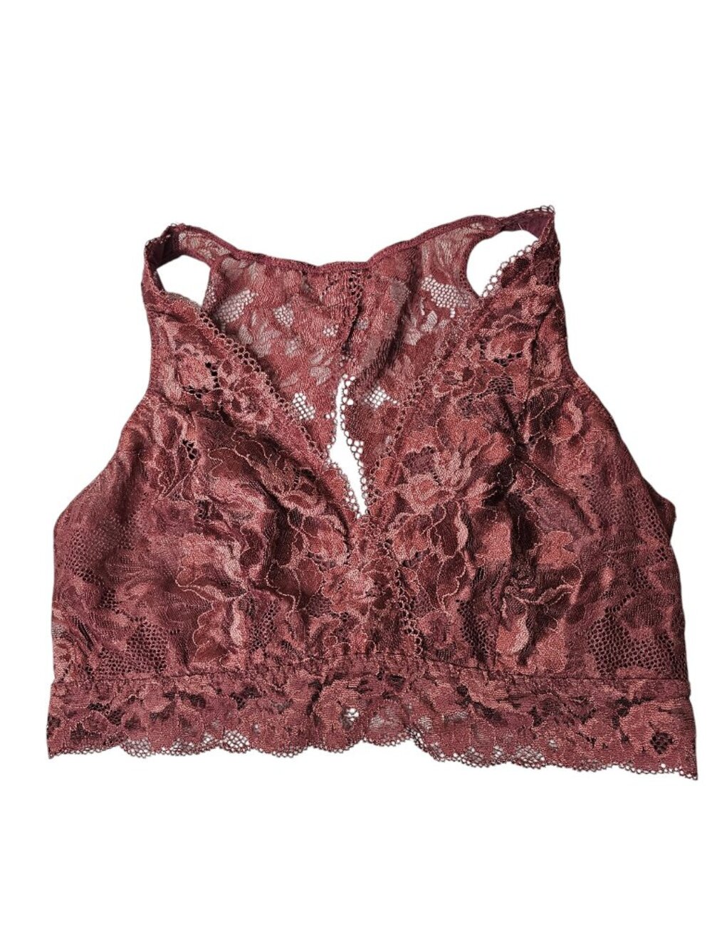 Soma Size Medium Mauve Purple Embrace Lace Back Bralette Wireless Unlined